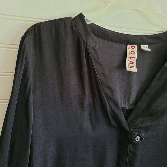 Dolan Shirt Womens Medium Relaxed V Neck Tunic Hi Low Button Anthropologie - Picture 2 of 12